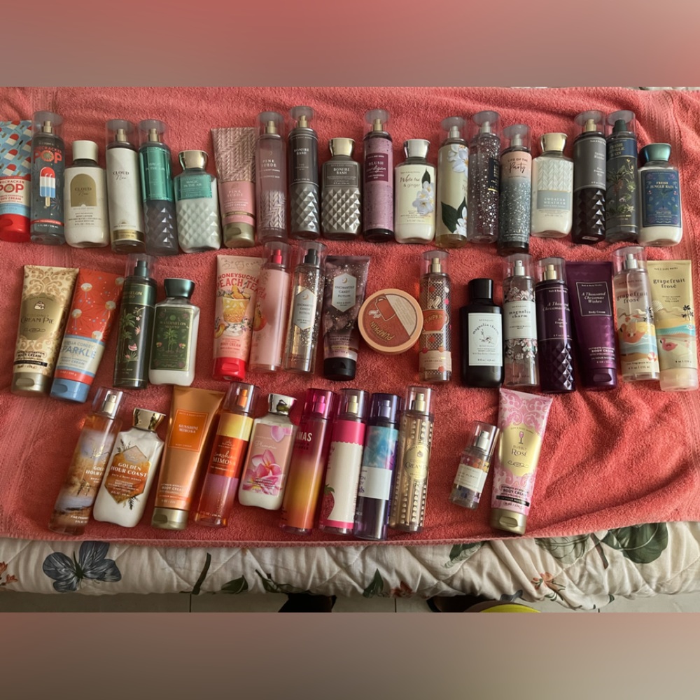 Huge lot of Bath and Body Works Bodycare and Perfume Some Never used!